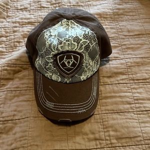 Brown with white lace ariat hat
